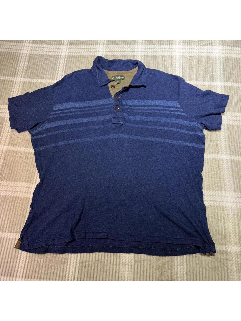 Eddie Bauer Men's Blue and Navy Polo-shirt